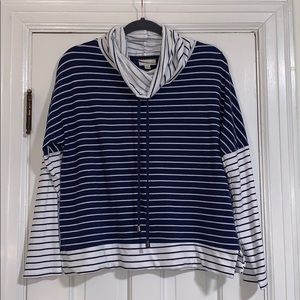 Cupio striped cowl neck shirt with drop sleeves.